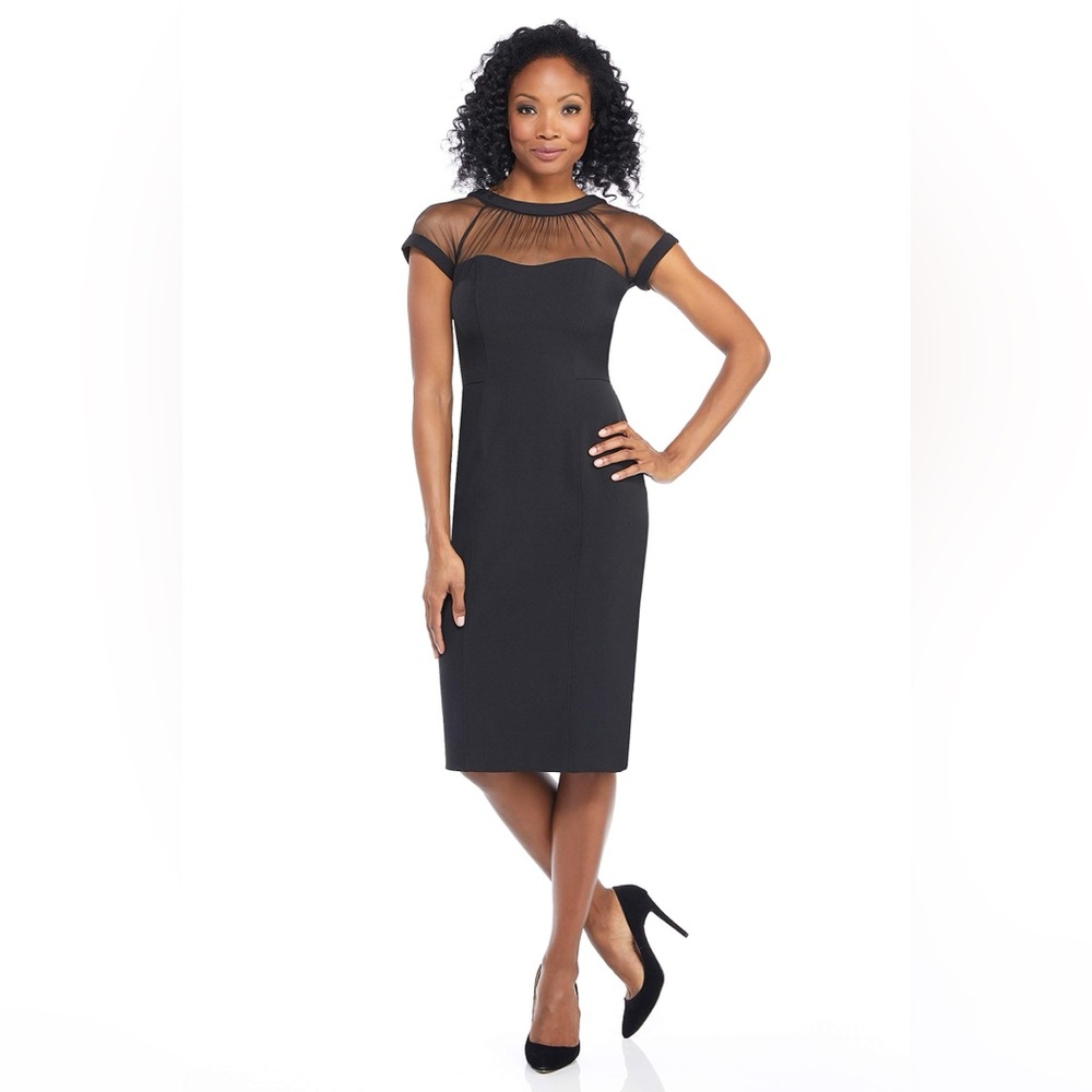 Harper Black Sheer Yoke Midi Dress